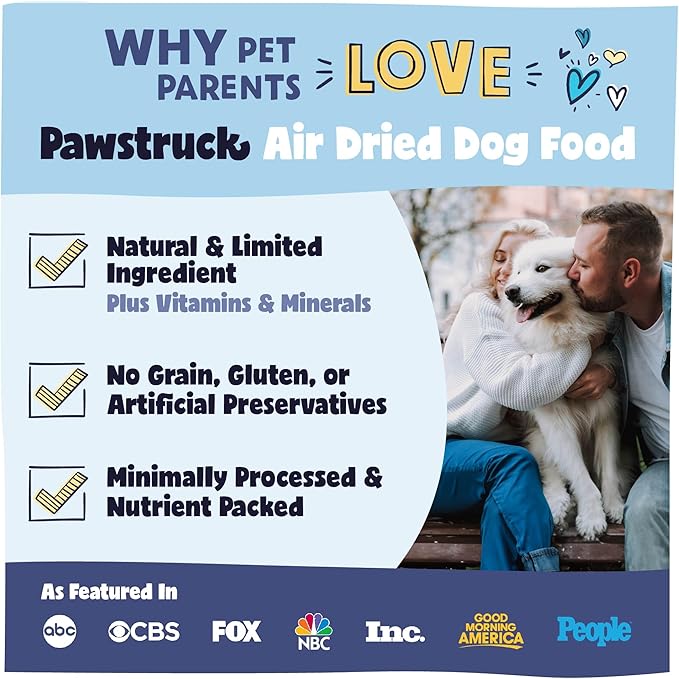 Pawstruck All Natural Air Dried Dog Food w/Real Fish- Grain Free, Made in USA, Non-GMO & Vet Recommended - High Protein Limited Ingredient Wholesome Full-Feed - for All Breeds & Ages - 2lb Bag
