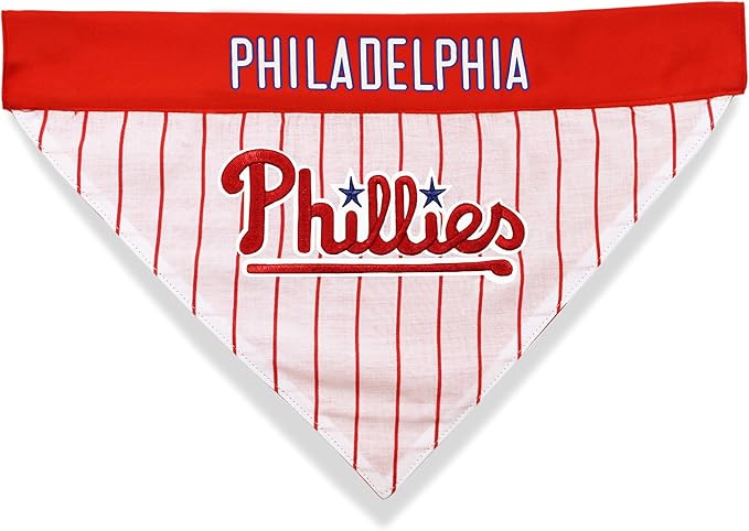 Pets First MLB Philadelphia Phillies Reversible Bandana Size XX-Large for Dogs & Cats. 2 Sided Sports Bandana,Premium Embroidery Team Logo, All MLB Teams Available