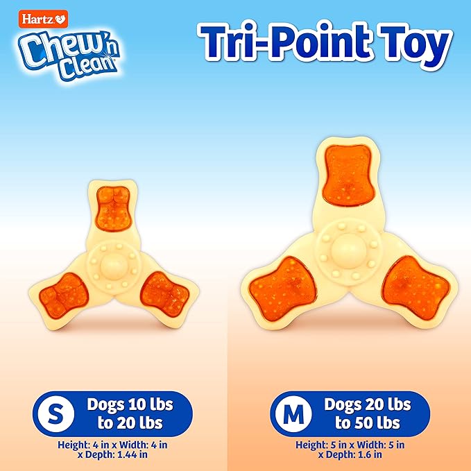 Hartz Chew ‘n Clean Chew Toy and Treat in One Chicken Flavored Tri-Point Dog Toy, Small