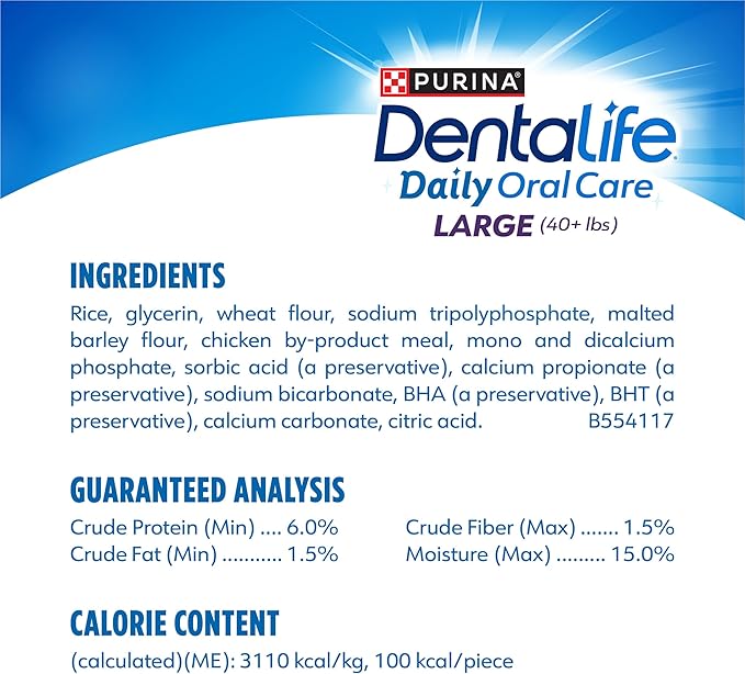 Purina Dentalife Daily Oral Care Chicken Flavor Large Breed Dog Dental Chews - 7 ct. Pouch
