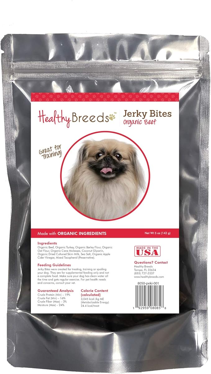 Healthy Breeds Pekingese Jerky Bites Beef Recipe Dog Treats 5 oz