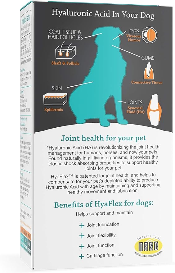 Dog Joint Supplement, Hyalogic Hyaluronic Acid Joint Supplement for Dogs, HyaFlex - 30-60 Day Supply, 1oz HA Canine Joint Support, Cartilage Supplement & Dog Coat Supplement, W/ No Fuss Liquid Dropper