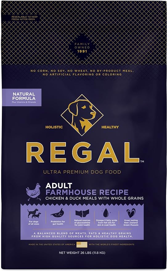 Adult Farmhouse Recipe (Chicken and Duck) All Natural, Slow Cooked Whole Grain Dry Dog Food for All Breeds and Sizes of Adult Dog - Made in The USA, 26 LB Bag