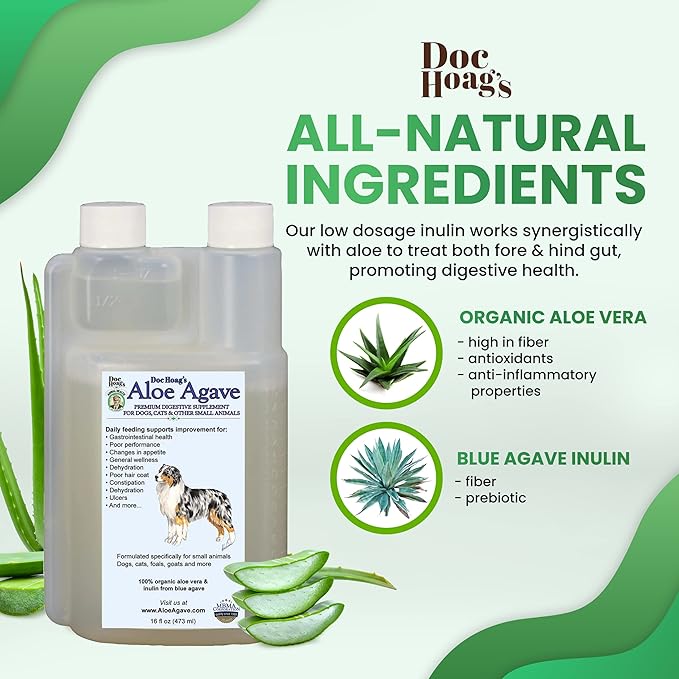 Doc Hoag’s Aloe Vera + Agave Natural Holistic Dog Supplements for Hair & Weight Loss - Also for Puppies, Cats & Other Small Animals by Original Udder Balm