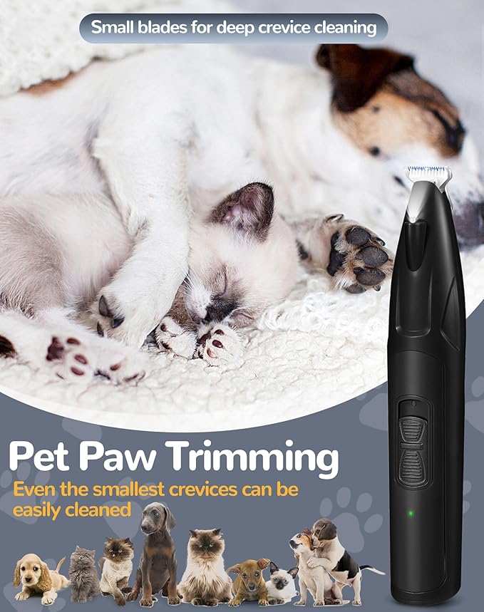 Dog Clippers for Grooming, 2 Speed Dog Paw Trimmer with LED Light, Rechargeable Low Noise Pet Shaver for Trimming Dogs Cats Hair Around Paws, Eyes, Ears, Face, Rump (Black)