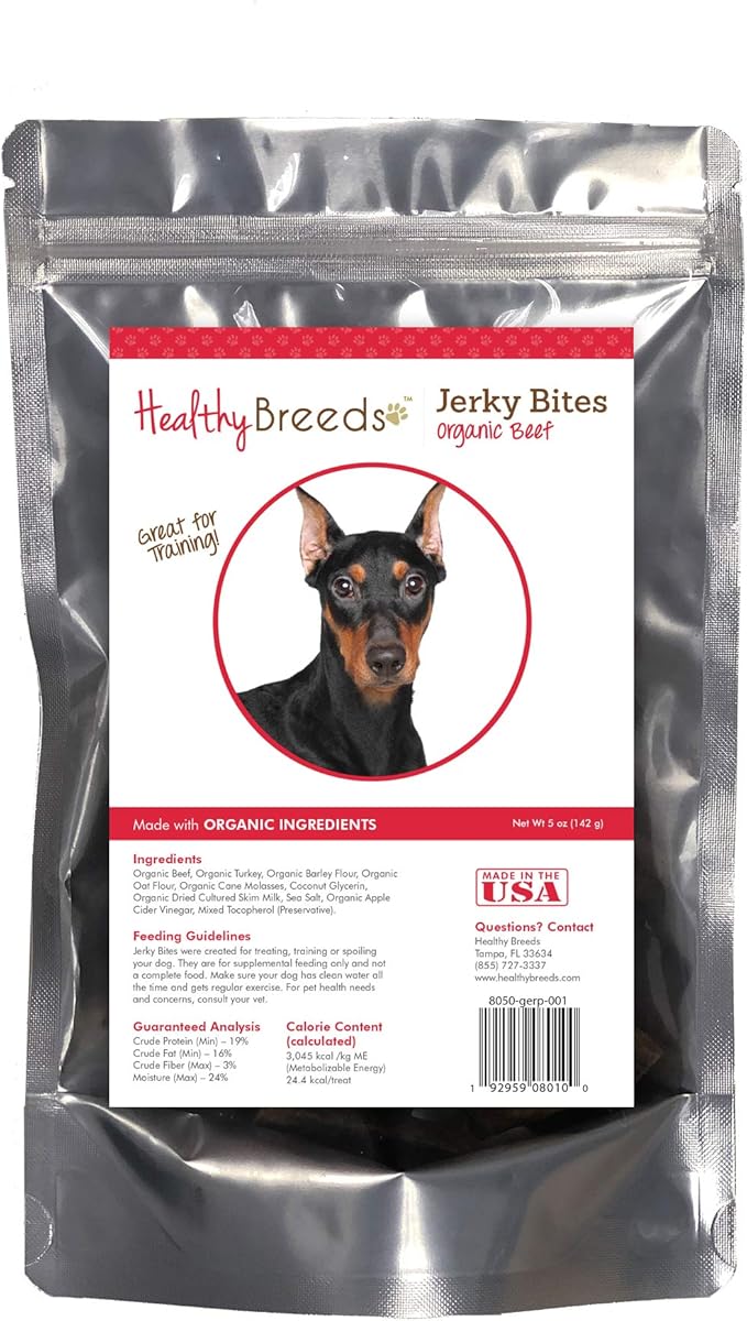 Healthy Breeds German Pinscher Jerky Bites Beef Recipe Dog Treats 5 oz