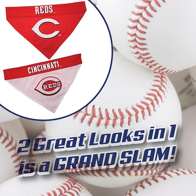 Pets First RED-3217-L-XL MLB Cincinnati Reds Reversible Pet Bandana, Large/X-Large, MLB Team Color