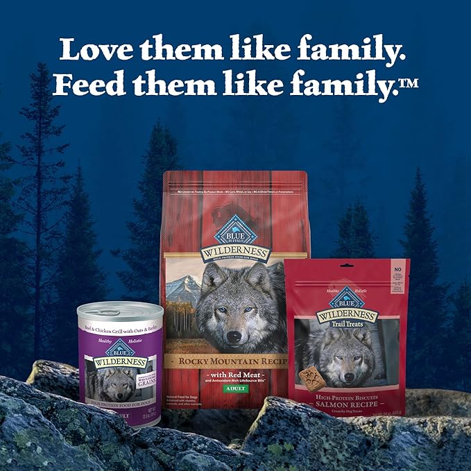 Blue Buffalo Wilderness Rocky Mountain Recipe High-Protein Adult Dry Dog Food, Made in the USA with Natural Ingredients Plus Wholesome Grains, Red Meat, 24-lb. Bag