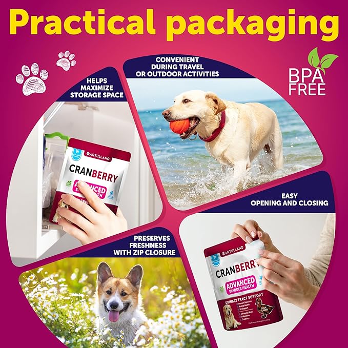 Dog UTI Treatment - Cranberry Supplement for Dogs - Bladder Control for Dogs - Dog Urinary Tract Infection Treatment - UTI Medicine for Dogs - Dog Cranberry Supplement - Kidney Support - 70 Chews