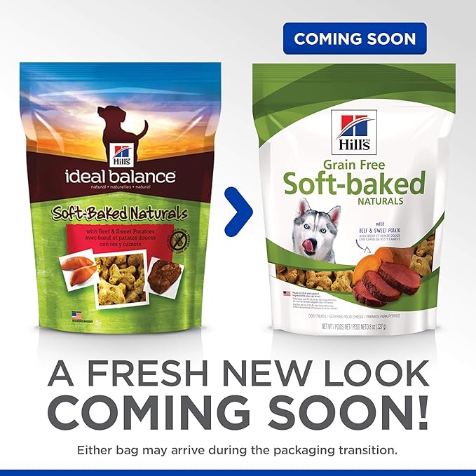Hill's Grain Free Soft Baked Naturals, All Life Stages, Great Taste, Dog Treats, Beef & Sweet Potato, 8 oz Bag