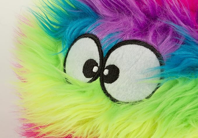 goDog Furballz Squeaky Plush Ball Dog Toy, Chew Guard Technology - Rainbow, Large