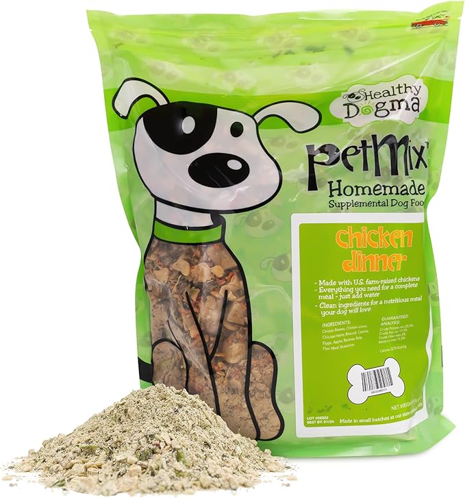 Healthy Dogma - PetMix Dehydrated Dog Food for Allergies - Grain Free, Freeze Dried, Raw, Homemade Dog Food (Chicken Dinner, 10 lbs)