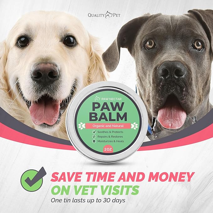 2-Pack Paw Nectar Dog Paw Balm, 4 Oz | Heals, Repairs & Restores Dry, Cracked & Damaged Paws | 100% Organic & Natural Cream Butter Wax Moisturizer for Dog Feet & Foot Pads