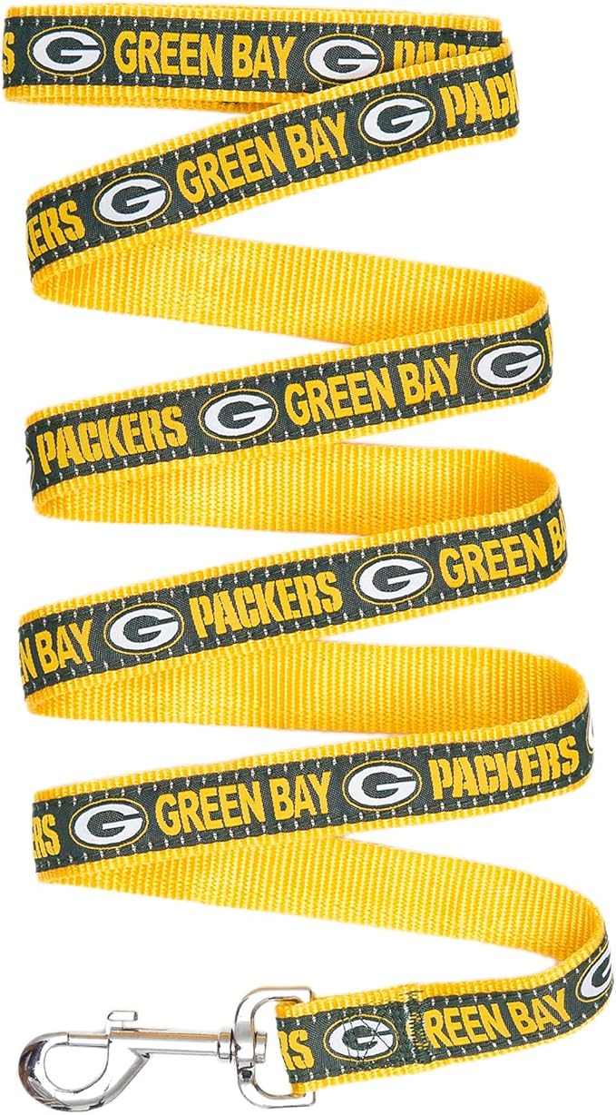 NFL PET Leash, Small, Green Bay Packers Dog Leash, Football Team Leash for Dogs & Cats. A Shiny & Colorful Dog & Cat Leash with Embroidered Team Name/Logo Licensed by the NFL