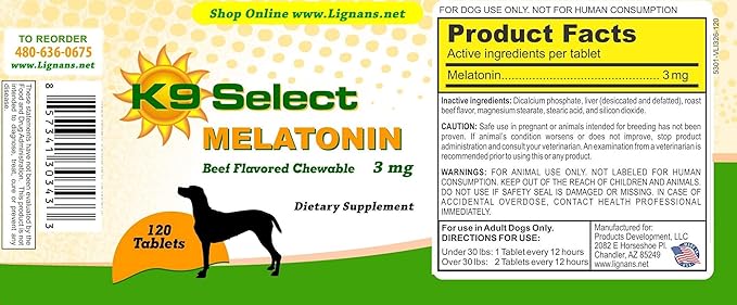 Melatonin for Dogs, 3 mg - 120 Beef Flavored Chewable Tablets - Dog Melatonin for Smaller Breeds - Gentle Well-being Enhancer - Healthy, Tasty Dog Treats That Promote Overall Health