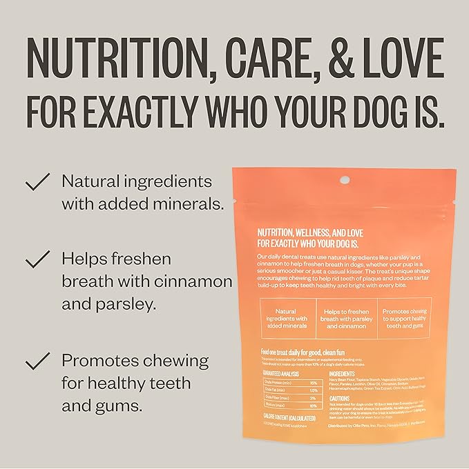 Ollie Dental Chews for Dogs Large- Dog Breath Treats - Dog Teeth Cleaning Treat - Dental Sticks for Dogs - Fresh Breath for Dogs - Dog Dental Chews - Dog Dental Care - 4 Large Pack