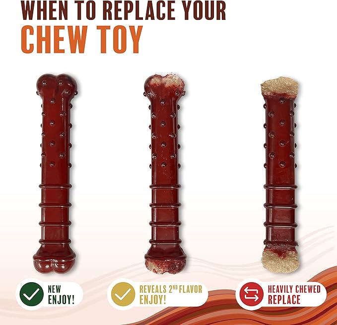 Nylabone Power Chew Classic Bone Chew Toy for Dogs, Durable Dog Toys for Aggressive Chewers, Basted Blast Bacon & Steak Flavor, Large/Giant (1 Count)