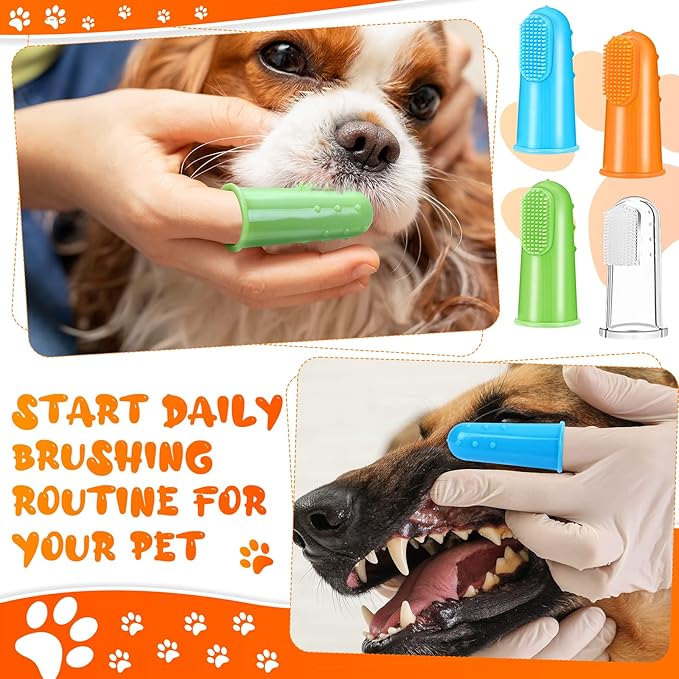 80 Packs Dog Toothbrush Soft Finger Brushes Pet Finger Toothbrush Easy Teeth Cleaning Dog Tooth Brush Oral Care Pet Dental Brush Pet Cleaning Finger Covers for Small Cats and Puppy