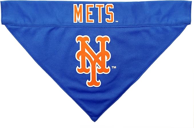 Pets First MLB New York Mets Reversible Bandana Size XX-Large for Dogs & Cats. 2 Sided Sports Bandana, Premium Embroidery Team Logo, All MLB Teams Available