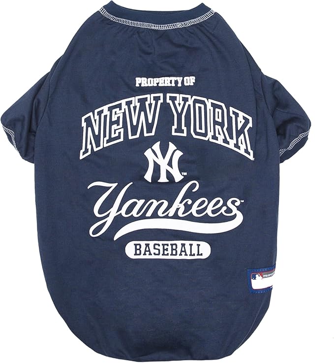 MLB New York Yankees Dog T-Shirt, X-Large. - Licensed Shirt for Pets Team Colored with Team Logos. - Premium Stretchable Materials for The Comfort of Your Dog & cat.