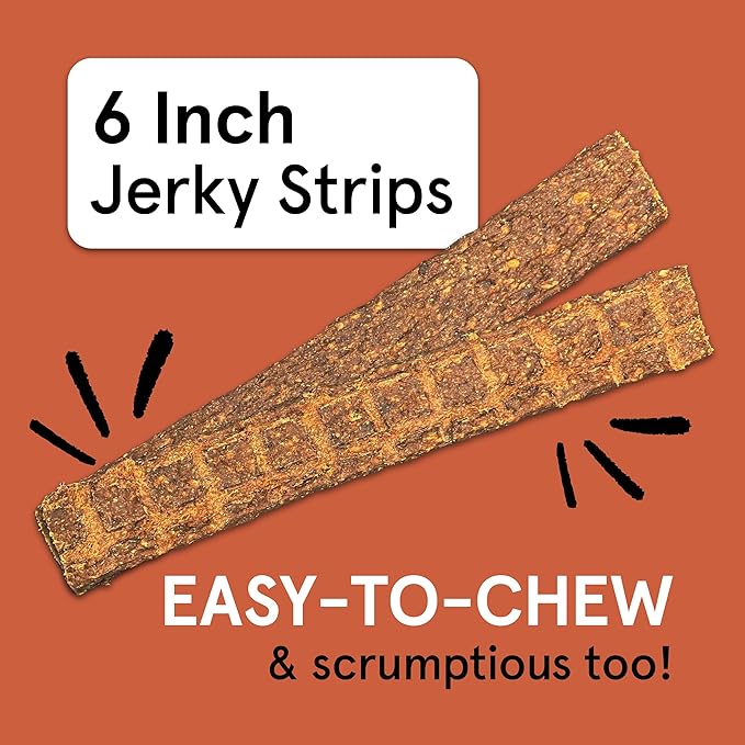 Real Meat Venison Jerky Dog Treats - 8 Air-Dried Strips of Jerky Treats for Dogs - Grain-Free Jerky Treats Dog Snacks with 95% Human-Grade Free-Range Grass Fed Venison - All-Natural Dog Jerky Strips