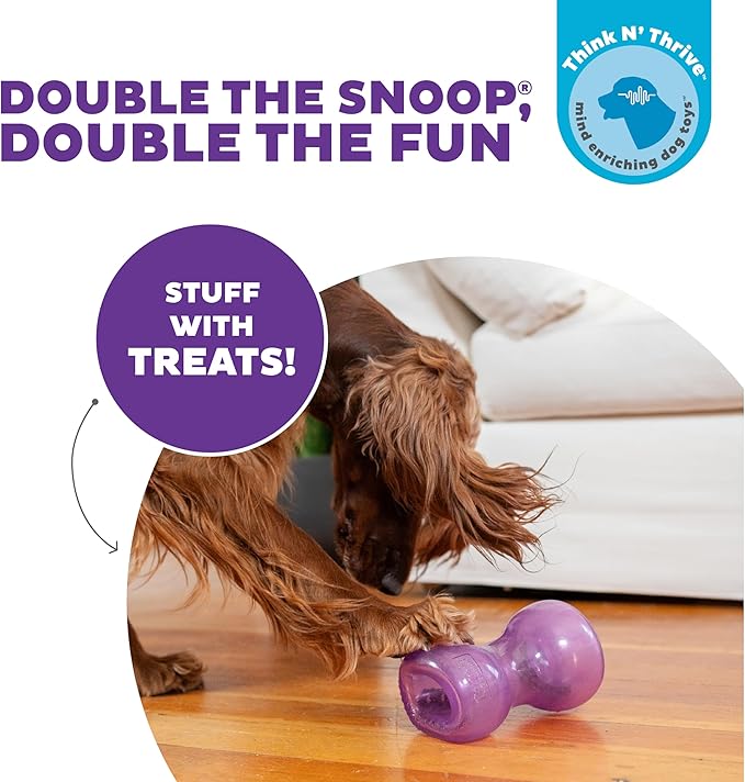Outward Hound Double Snoop Interactive Treat Stuffer Durable Dog Toy, Dog Treat Toy, Purple