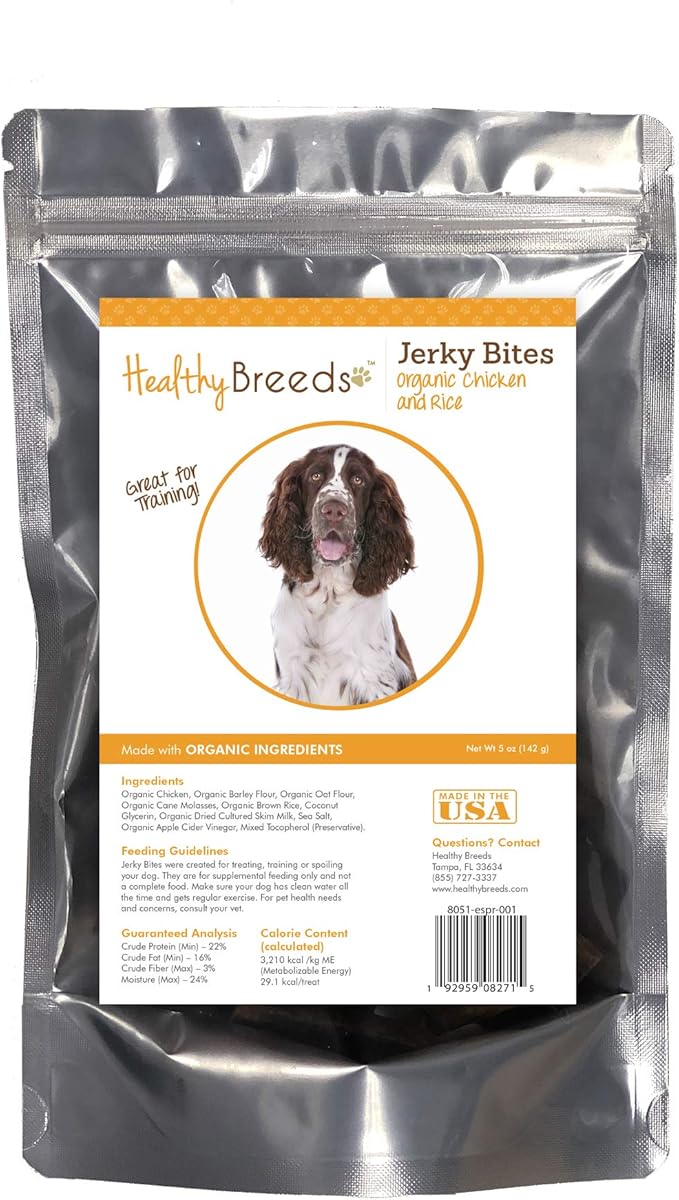 Healthy Breeds English Springer Spaniel Jerky Bites Chicken & Rice Recipe Dog Treats 5 oz