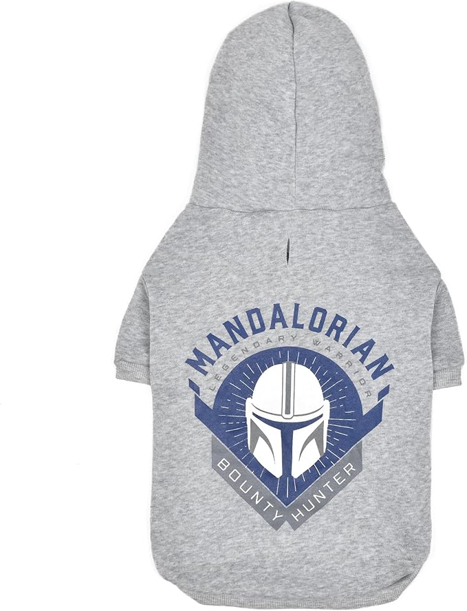 STAR WARS for Pets The MANDALORIAN Hoodie for Dogs with Leash Attachment Hole| STAR WARS Apparel for Dogs, Extra Small | Cozy Hooded Sweatshirt for Dogs, Gifts for STAR WARS Fans