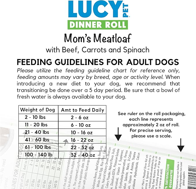 Lucy Pet Dinner Rolls-Mom's Meatloaf Beef with Carrots and Spinach 4lb