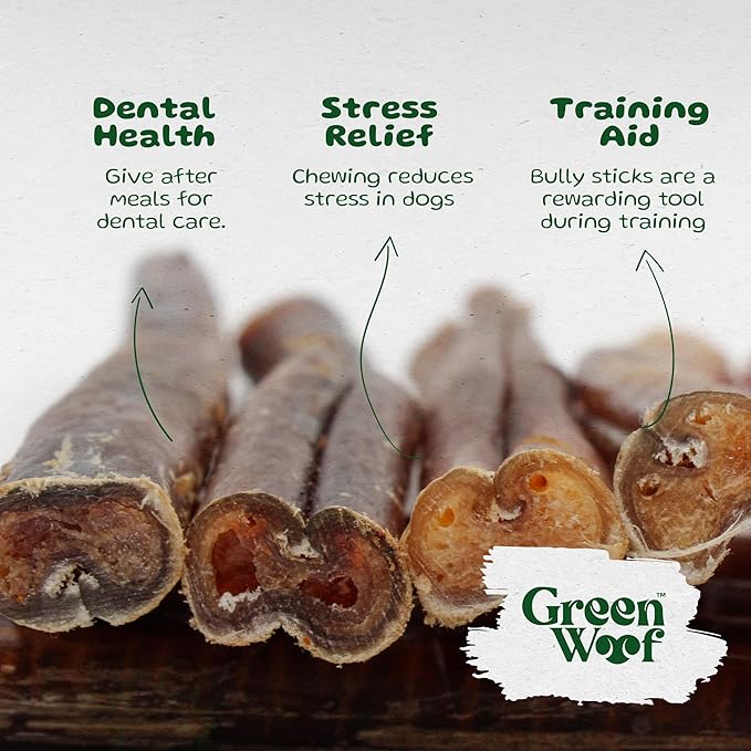 Bully Sticks (6 Inch), Easily Digestible 100% Pure Beef Treats, Pasture-Raised, Organic, Grain-Free, Durable and Long-Lasting Chews for Medium & Large Dogs (Medium, 10, Count)