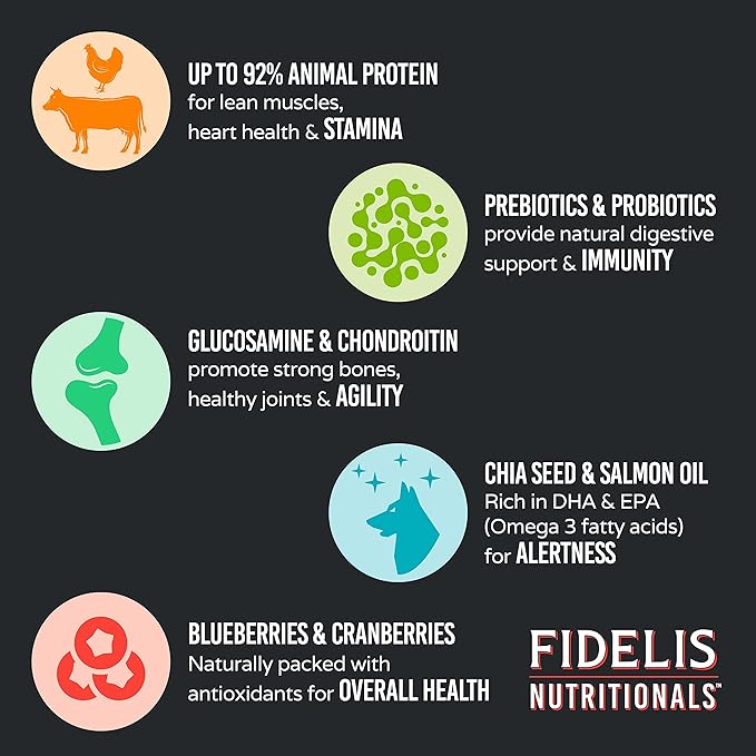 FIDELIS Freeze Dried Raw Dog Food with Superfoods for Large Dog Breeds (32 oz) - Made in USA with Free Range Beef, Grain-Free, High Protein for Adult or Puppy