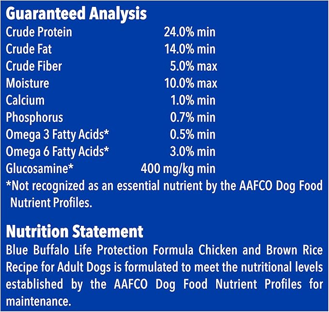 Blue Buffalo Life Protection Formula Natural Adult Dry Dog Food, Chicken and Brown Rice 15-lb