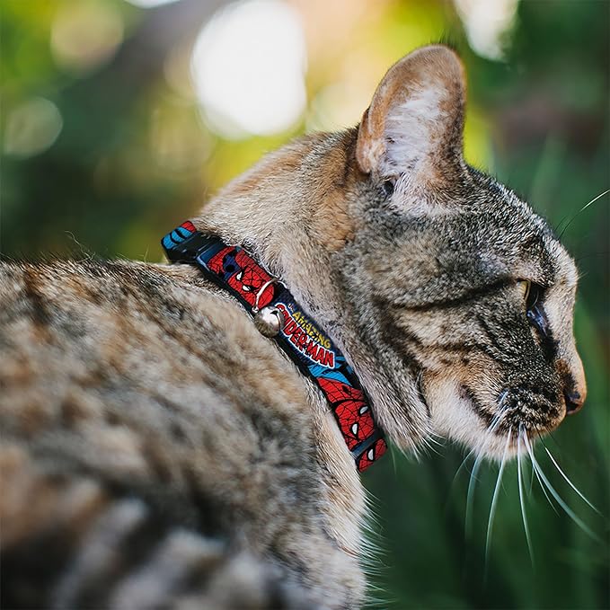 Cat Collar Breakaway Amazing Spider Man 8 to 12 Inches 0.5 Inch Wide