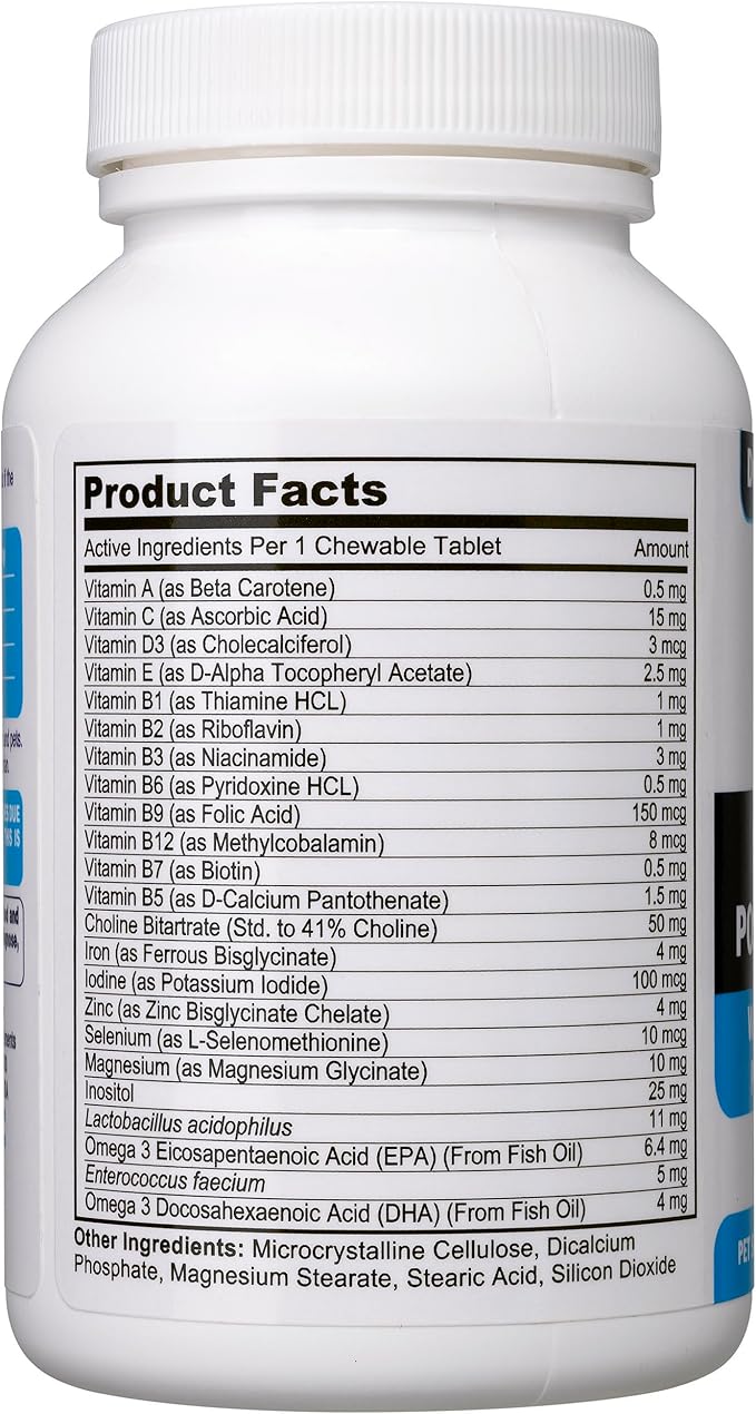 Dog Prenatal Vitamins. The Only Prenatal Vitamins for Dogs with Omega 3, Probiotics, Choline & Inositol, Key for Mother & Puppies. 2in1 Postnatal & Prenatal Dog Vitamins + Folic Acid 90 Tablets