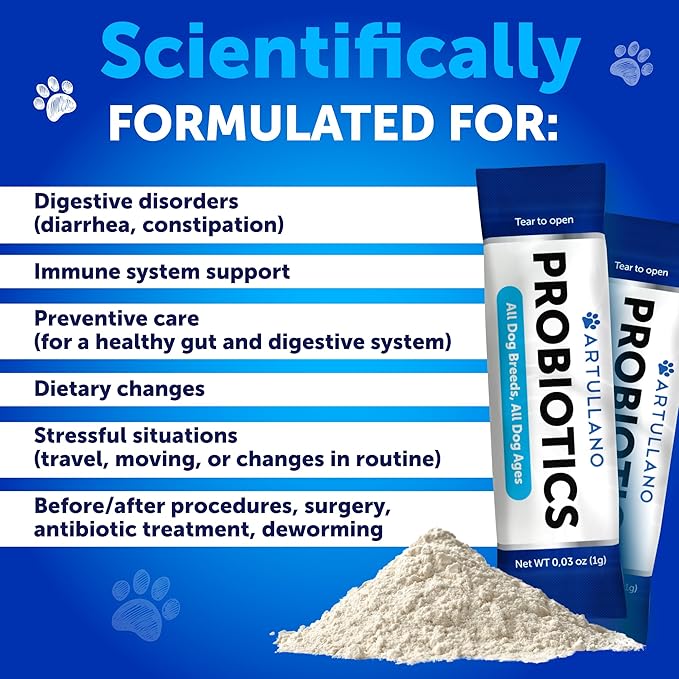 Dog Probiotics with Prebiotics - Balance Yeast, Support Gut Health, Itchy Skin, Allergies - 30 Sticks