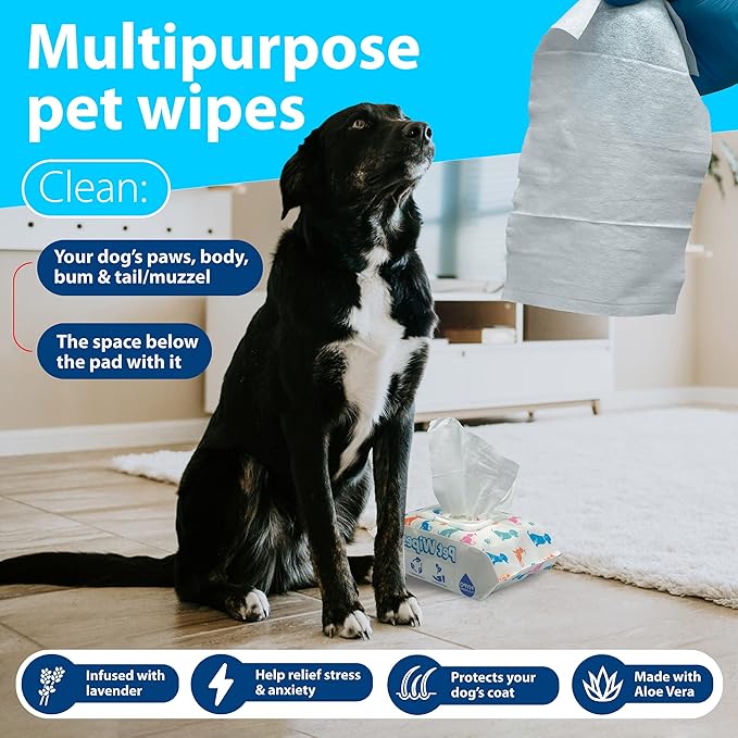400 Gentle Puppy Wipes for Butt and Paws - Hypoallergenic, Easy to Use for Dog and Cat Cleaning and Deodorizing - Wet Grooming Wipes to Sanitize your Pet's Toys