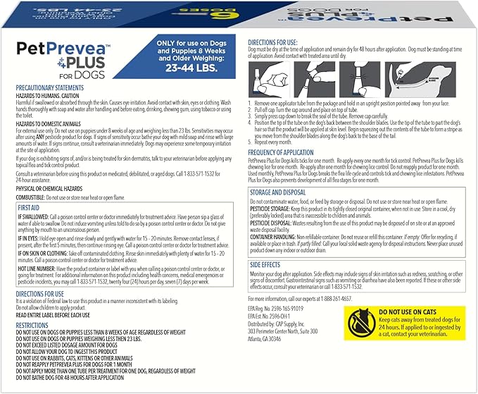 Plus for Dogs | Kills Fleas, Ticks, Flea Eggs, Chewing Lice, Flea Larvae | Convenient & Easy to Apply | Fast-Acting & Long-Lasting | for Dogs 23 to 44 lbs - 6 Doses