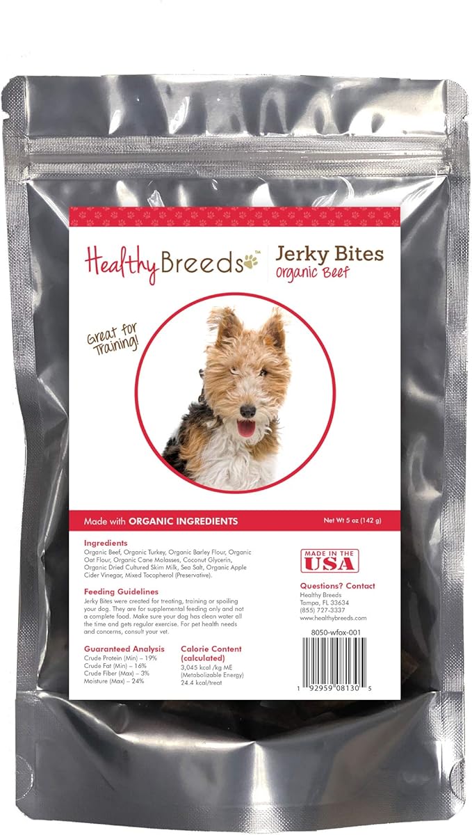 Healthy Breeds Wire Fox Terrier Jerky Bites Beef Recipe Dog Treats 5 oz