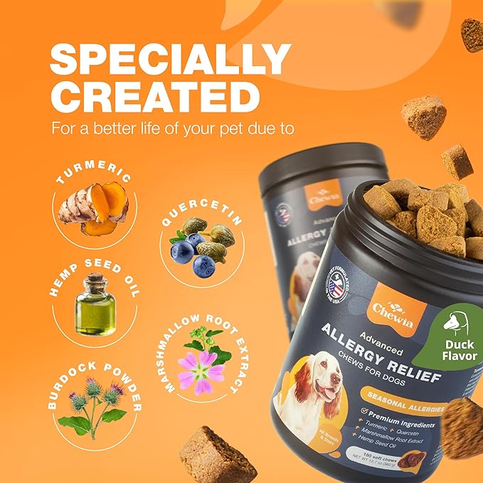 Dog Allergy Relief Chews - Itch Relief for Dogs - Dog Allergy Chews - US Formulated Dog Itching Skin Relief with Salmon Oil - Anti Itch, Immune Health, Seasonal Allergies & Hot Spots Support Treats