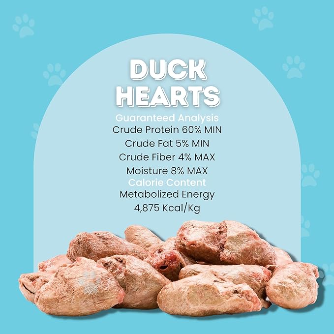 hotspot pets Freeze Dried Duck Heart Treats for Cats & Dogs - 1LB BIG BAG - Single Ingredient All Natural Grain-Free Duck Hearts - Perfect for Training, Topper or Snack - Made in USA