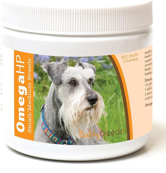 Healthy Breeds Miniature Schnauzer Omega HP Fatty Acid Skin and Coat Support Soft Chews 60 Count