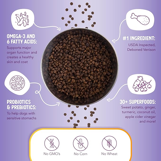 Health Extension Grain Free Little Bites for Dogs, Natural Food with Added Vitamins & Minerals, Perfect for Teacup, Toy & Small Dogs, Venison & Sweet Potato Little Bites Recipe (12lb Bag)