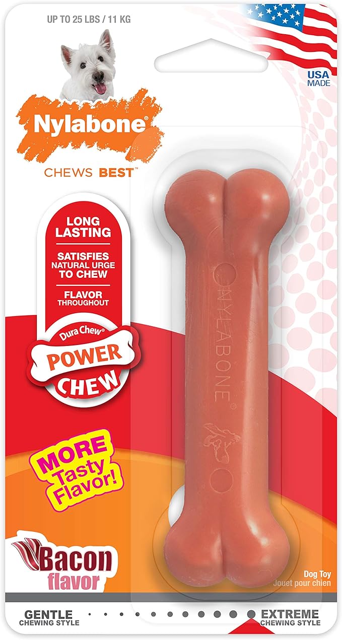Nylabone Power Chew Flavored Durable Chew Toy for Dogs Bacon Small/Regular (1 Count)