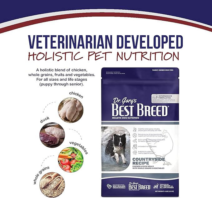 Best Breed Dr. Gary's Countryside Recipe Slow-Cooked in USA, Natural Dry Dog Food for All Breeds and Sizes, 13lbs