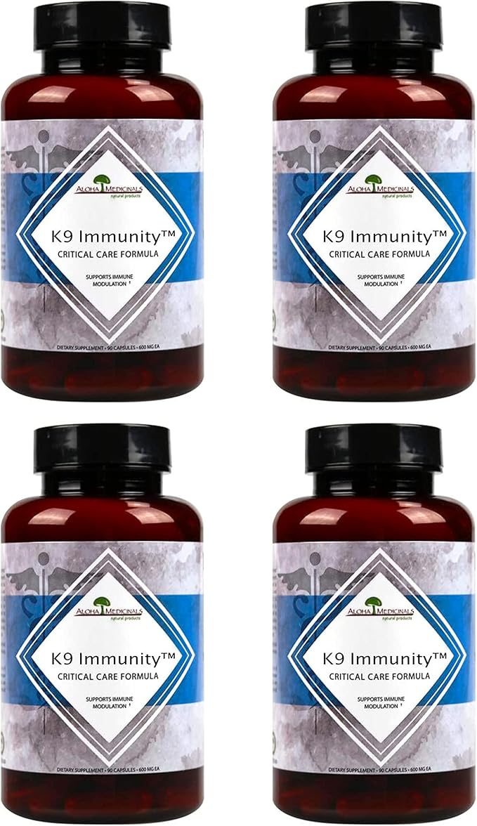 K9 Immunity, Immune Support Supplement for Dogs, Organic and Mushroom Enhanced Dog Health Supplies, Pack of 4, 90 Capsules Each