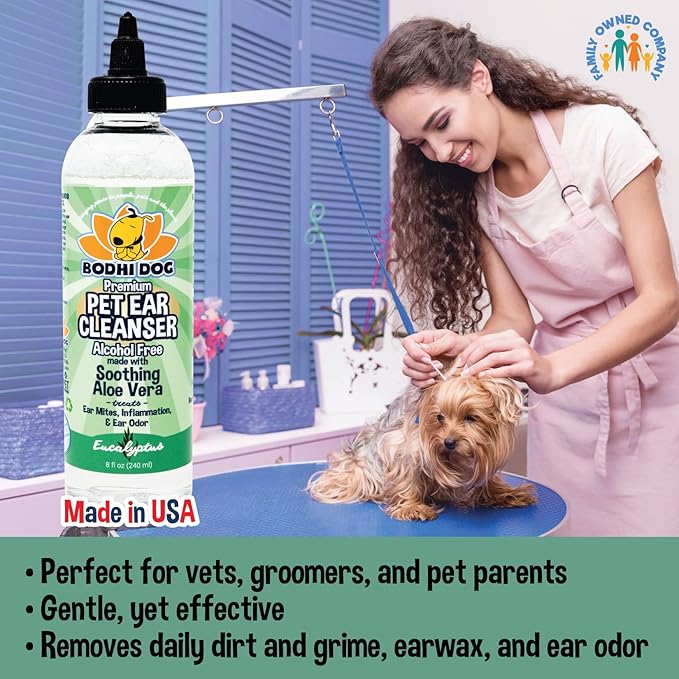 Bodhi Dog Ear Cleaner Solution for Dogs and Cats | Aloe Vera Cleaning Treatment for Ear Treatment | Gentle Cleanser for Ears (8oz Alcohol Free)