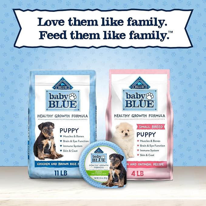 Blue Buffalo Baby BLUE Natural Puppy Wet Dog Food, Healthy Growth Formula with DHA, Lamb and Vegetable Recipe, 3.5-oz. Cups (12 Count)