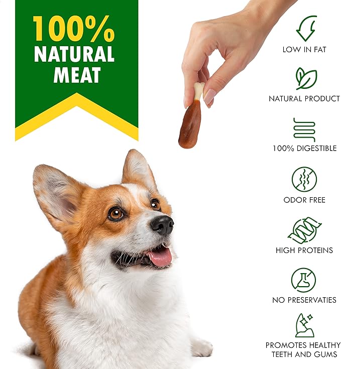 Dog Calcium Bones Wrapped Chicken & Rawhide Free Chew Treats - Pet Healthy Dried Snacks & Grain Free Meat - Bulk Best Chews for Christmas, Training Small & Large Dogs - Made for USA