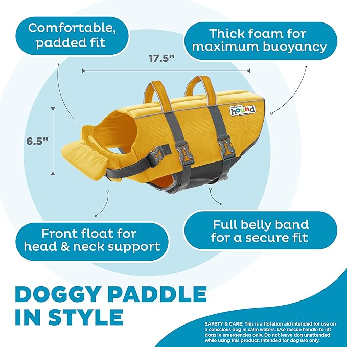 Outward Hound Granby Splash Yellow Dog Life Jacket, Large