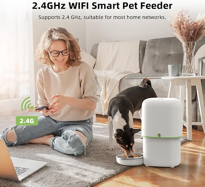 Automatic Cat Feeder WiFi - Easy to Clean 2L/4L WiFi Automatic Cat Feeder for Remote Feeding, Cat Food Dispenser with Lock Feature and Suitable Portion Size, Only 2.4GHz